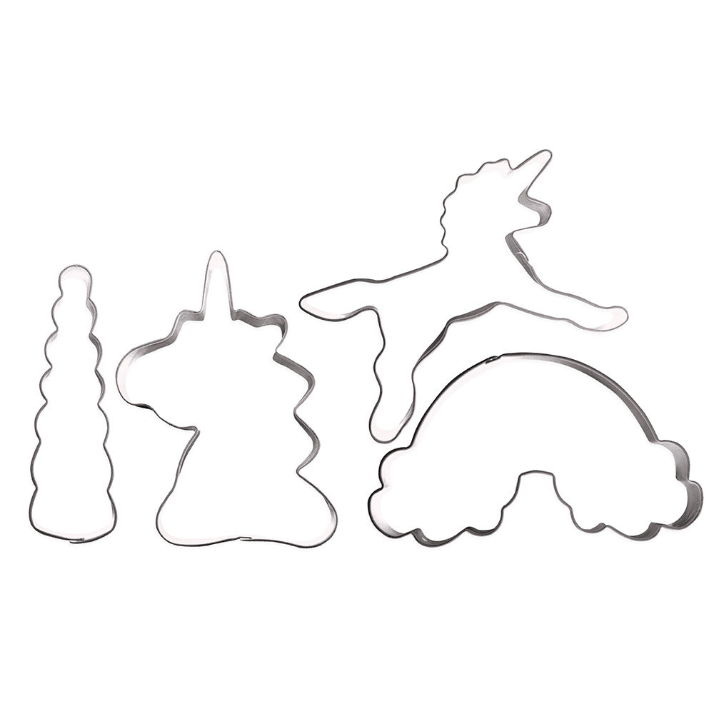 Enhörningsformade kakformar i metall 4-pack